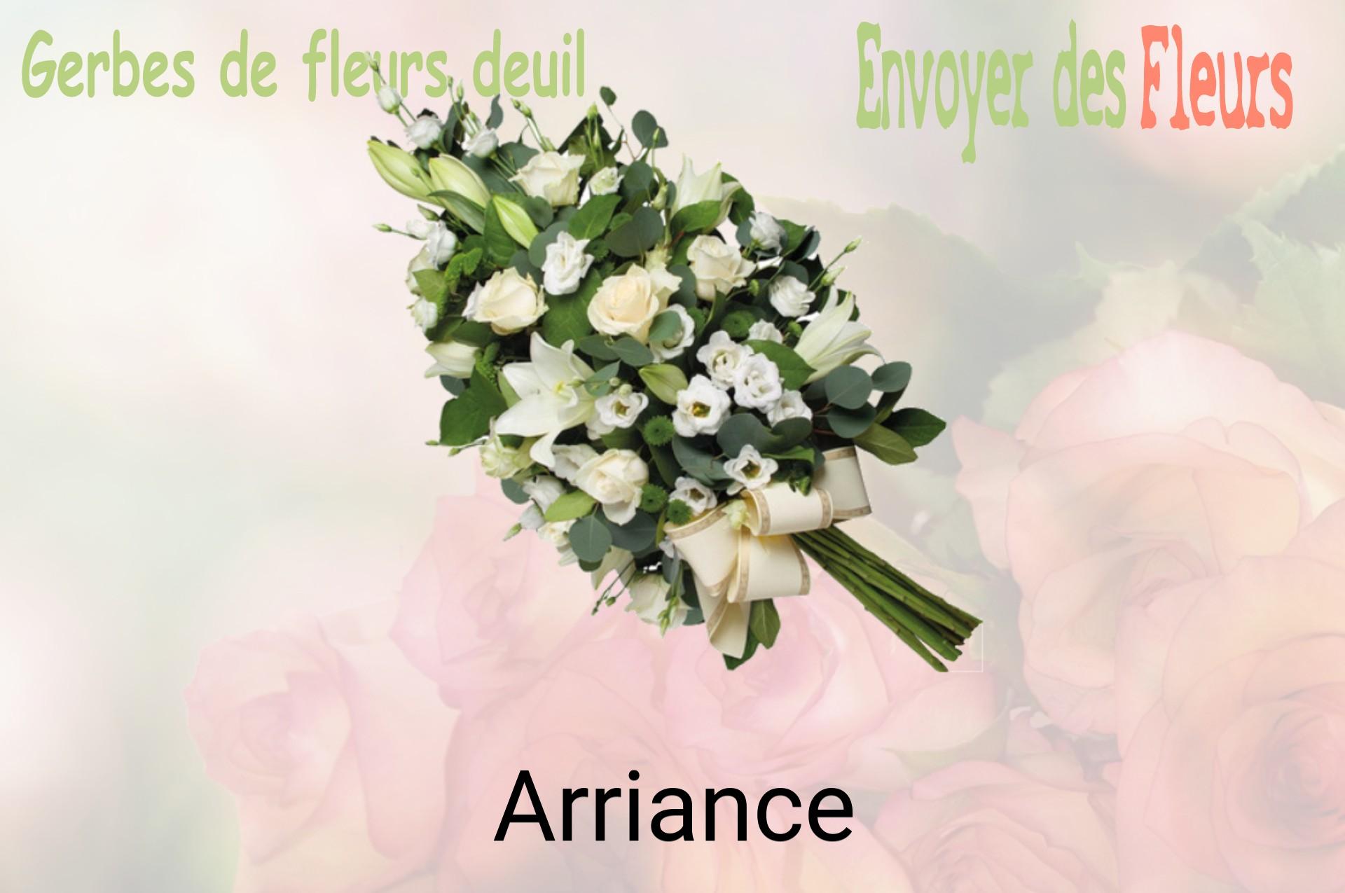 Gerbe de fleurs de deuil livrée à Arriance